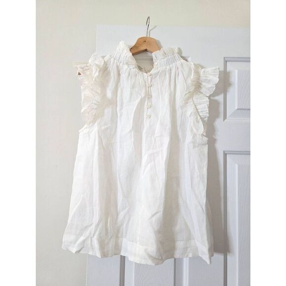 Sea New York Ramie Flutter Sleeve Top In White - Picture 7 of 8